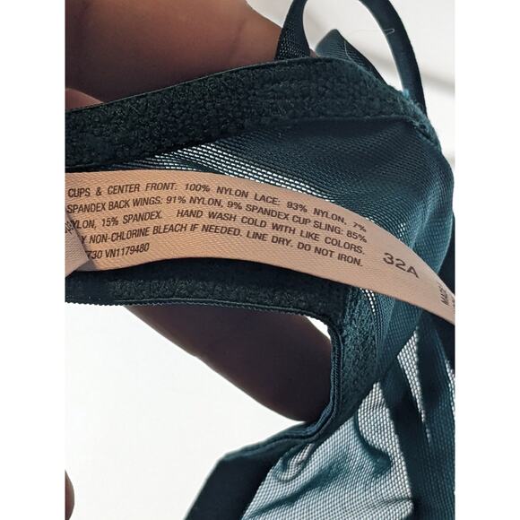 Lace Overlay Unlined Bra Auden 32A Green Underwire Demi Coverage Semi Opaque - Picture 6 of 8